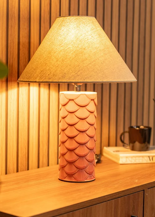 ValueLights Athena Coral Ceramic Table Lamp (43cm x 32.5cm x 32.5cm) - One Size Image 3