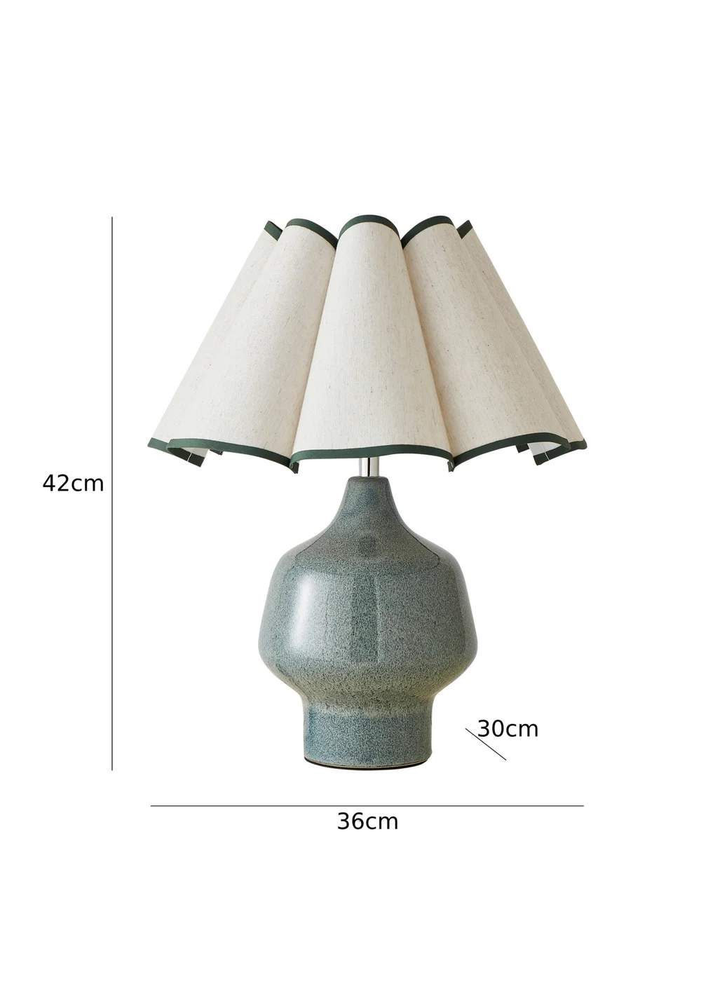 ValueLights Jamie Green Ceramic Table Lamp (43cm x 36cm x 36cm) - One Size Image 5