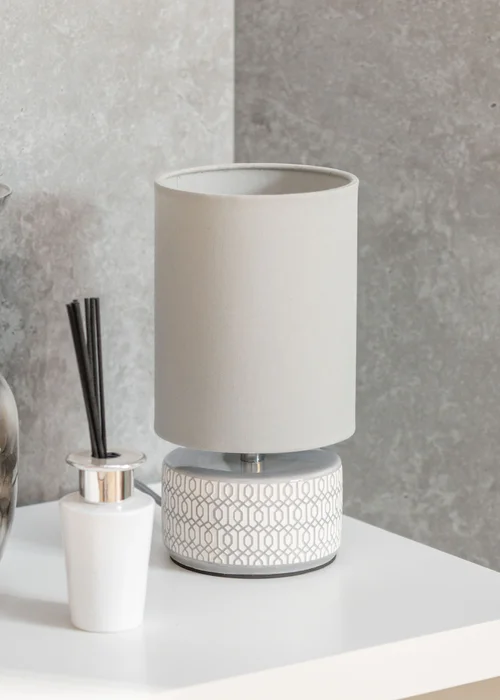 ValueLights Kaia Grey Ceramic Table Lamp (25.7cm x 13cm x 13cm) - One Size Image 4