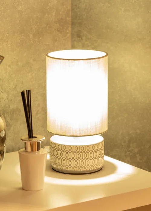 ValueLights Kaia Grey Ceramic Table Lamp (25.7cm x 13cm x 13cm) - One Size Image 3