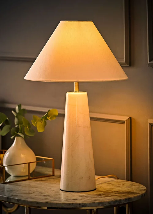 ValueLights Margot White Marble Table Lamp (45cm x 32cm x 32cm) - One Size Image 2