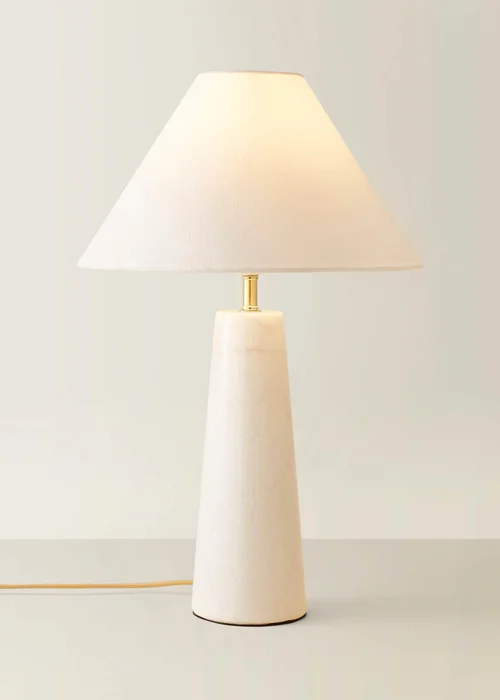 ValueLights Margot White Marble Table Lamp (45cm x 32cm x 32cm) - One Size Image 3