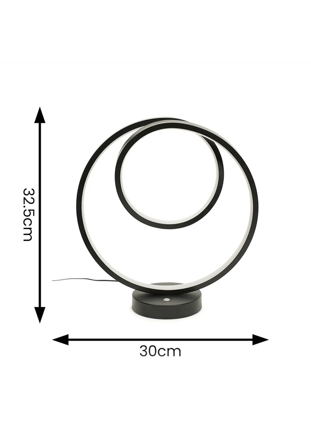 ValueLights Infinity Matt Black Loop Integrated LED Table Lamp (32cm x 30cm x 12cm) - One Size Image 6