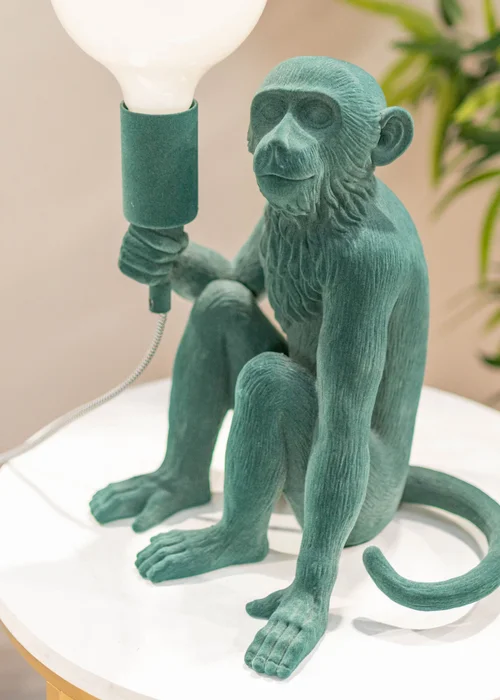 ValueLights George Green Velvet Monkey Table Lamp - One Size Image 4