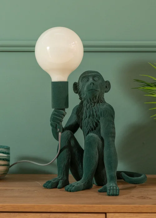 ValueLights George Green Velvet Monkey Table Lamp - One Size Image 1