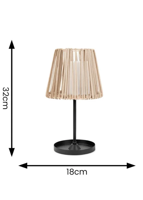 ValueLights Brown Rattan Solar Table Lamp (32cm x 18cm x 18cm) - One Size Image 5