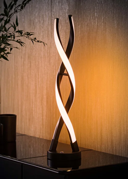 ValueLights Infinity Matt Black Double Twist Integrated LED Table Lamp (48cm x 12cm x 12cm) - One Size Image 2