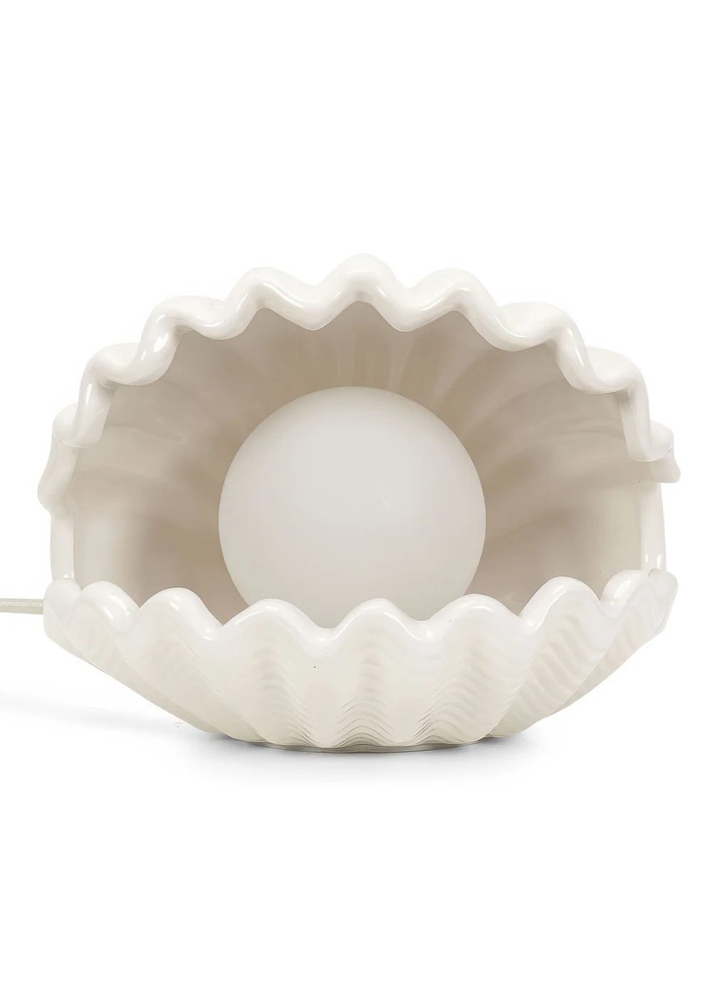 ValueLights Sammie White Ceramic Shell Table Lamp (15cm x 19.5cm x 18.5cm) - One Size Image 2