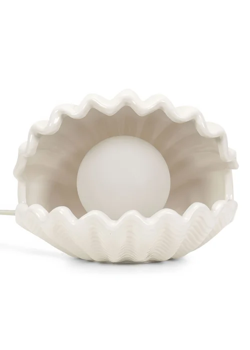 ValueLights Sammie White Ceramic Shell Table Lamp (15cm x 19.5cm x 18.5cm) - One Size Image 2