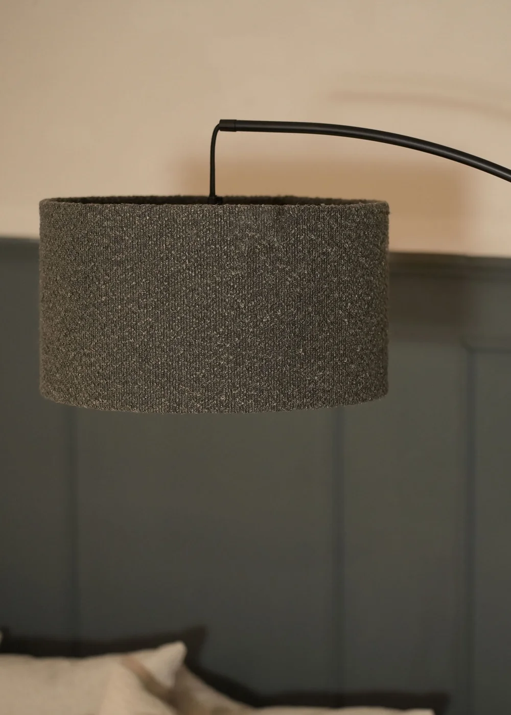 ValueLights Preto Black Metal Floor Lamp Charcoal Boucle Shade (157cm x 33cm) - One Size Image 4