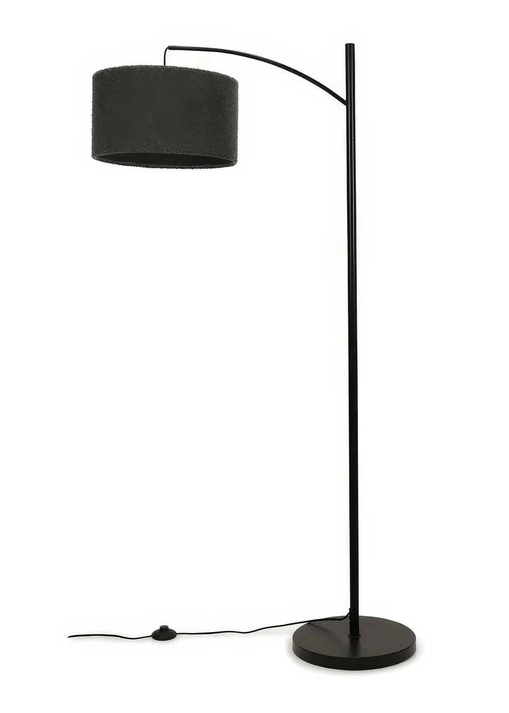 ValueLights Preto Black Metal Floor Lamp Charcoal Boucle Shade (157cm x 33cm) - One Size Image 2