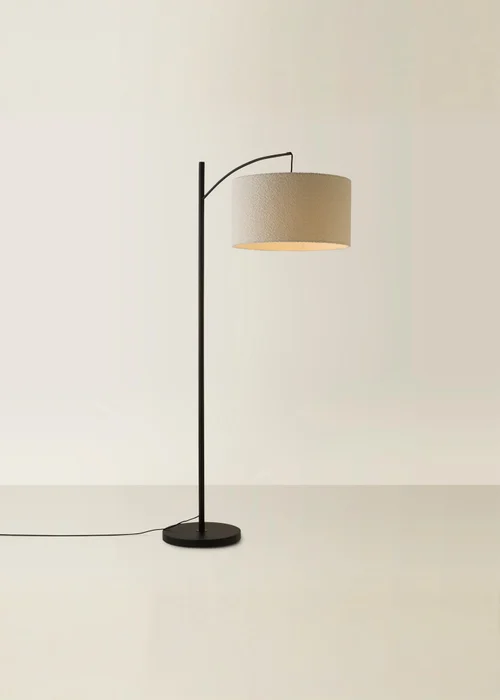 ValueLights Preto Cream Metal Floor Lamp Cream Boucle Shade (157cm x 33cm) - One Size Image 3