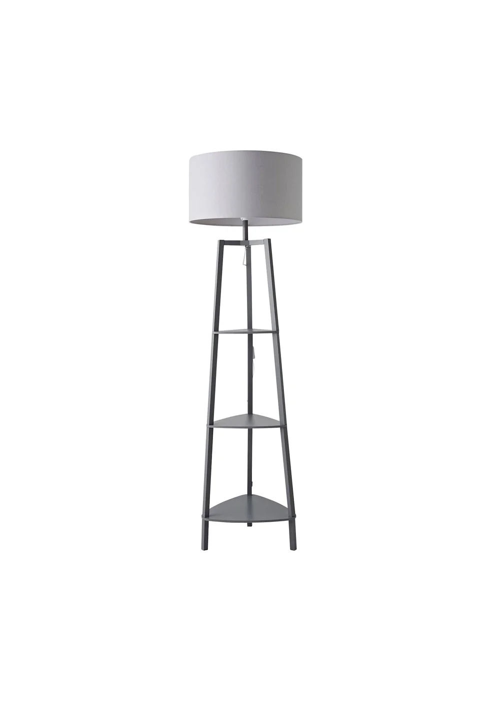 ValueLights Hiru Grey 3 Tier Shelf Floor Lamp Grey Shade (138cm x 44cm x 44cm) - One Size Image 2