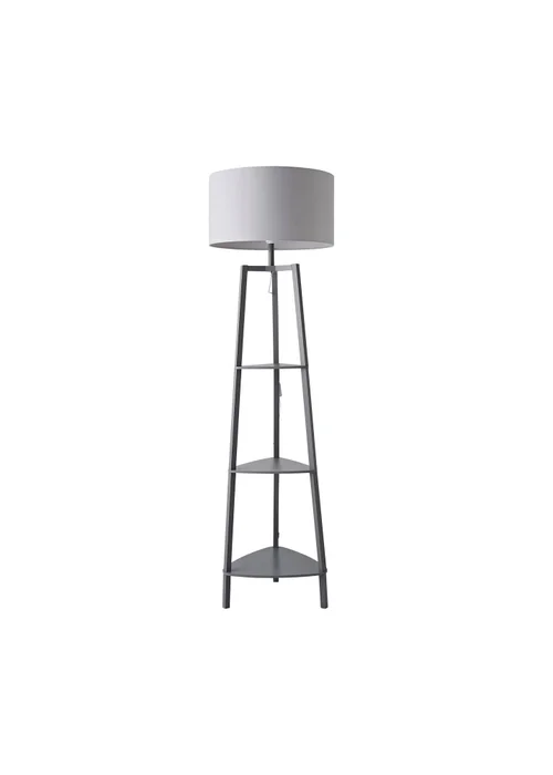 ValueLights Hiru Grey 3 Tier Shelf Floor Lamp Grey Shade (138cm x 44cm x 44cm) - One Size Image 2