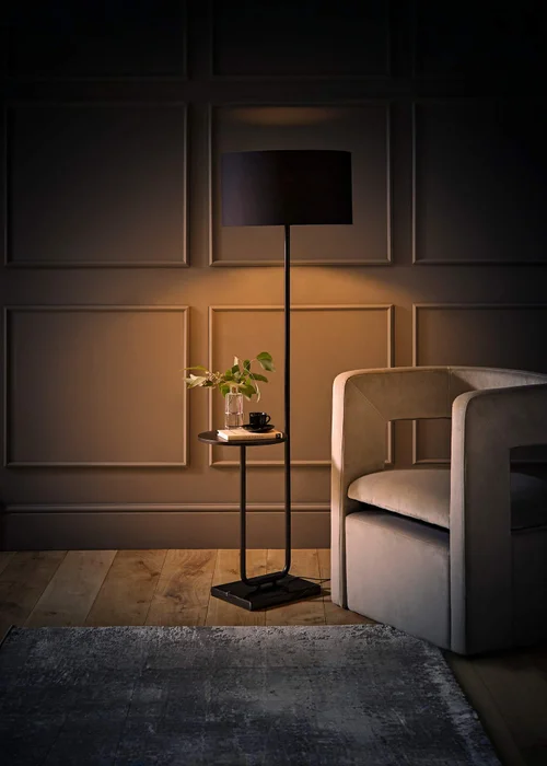ValueLights Tavel Matt Black Floor Lamp Black Shade (132.5cm x 14cm x 35cm) - One Size Image 3