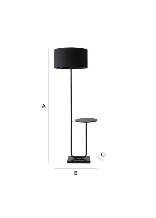 ValueLights Tavel Matt Black Floor Lamp Black Shade (132.5cm x 14cm x 35cm) - One Size Image 6
