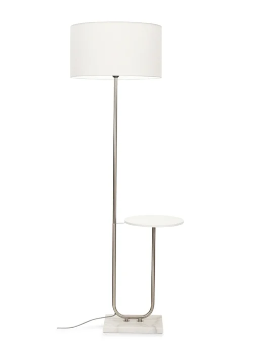 ValueLights Tavel Brushed Silver Floor Lamp White Shade (132.5cm x 30cm x 37cm) - One Size Image 5