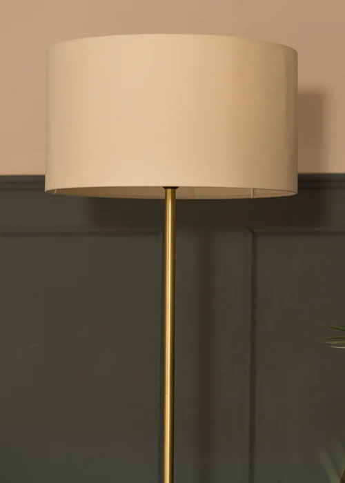 ValueLights Tavel Brushed Gold Floor Lamp Cream Shade (132.5cm x 14cm x 35cm) - One Size Image 3