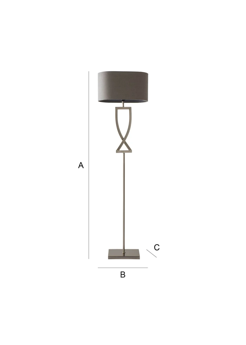 ValueLights Katniss Brushed Chrome Floor Lamp (145.5cm x 40cm x 25cm) - One Size Image 6