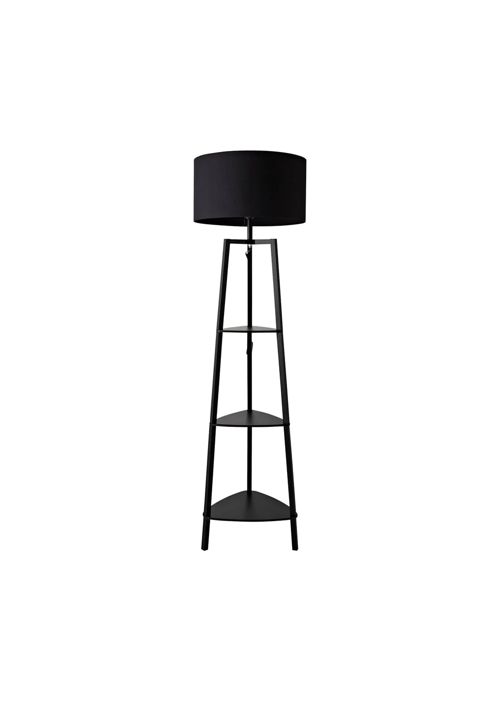 ValueLights Hiru Matte Black 3 Tier Shelf Floor Lamp Black Shade (138cm x 47.5cm x 47.5cm) - One Size Image 2