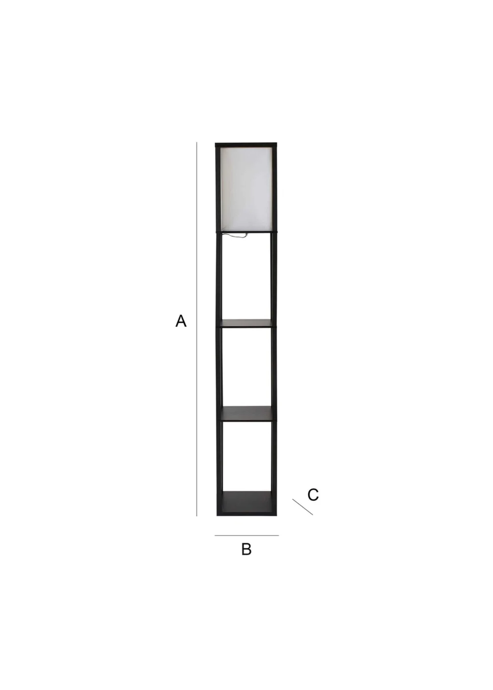 ValueLights Struttura Black Wooden Shelves Floor Lamp (159cm x 26cm x 26cm) - One Size Image 6