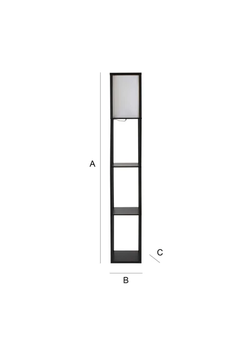 ValueLights Struttura Black Wooden Shelves Floor Lamp (159cm x 26cm x 26cm) - One Size Image 6