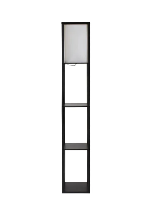 ValueLights Struttura Black Wooden Shelves Floor Lamp (159cm x 26cm x 26cm) - One Size Image 5