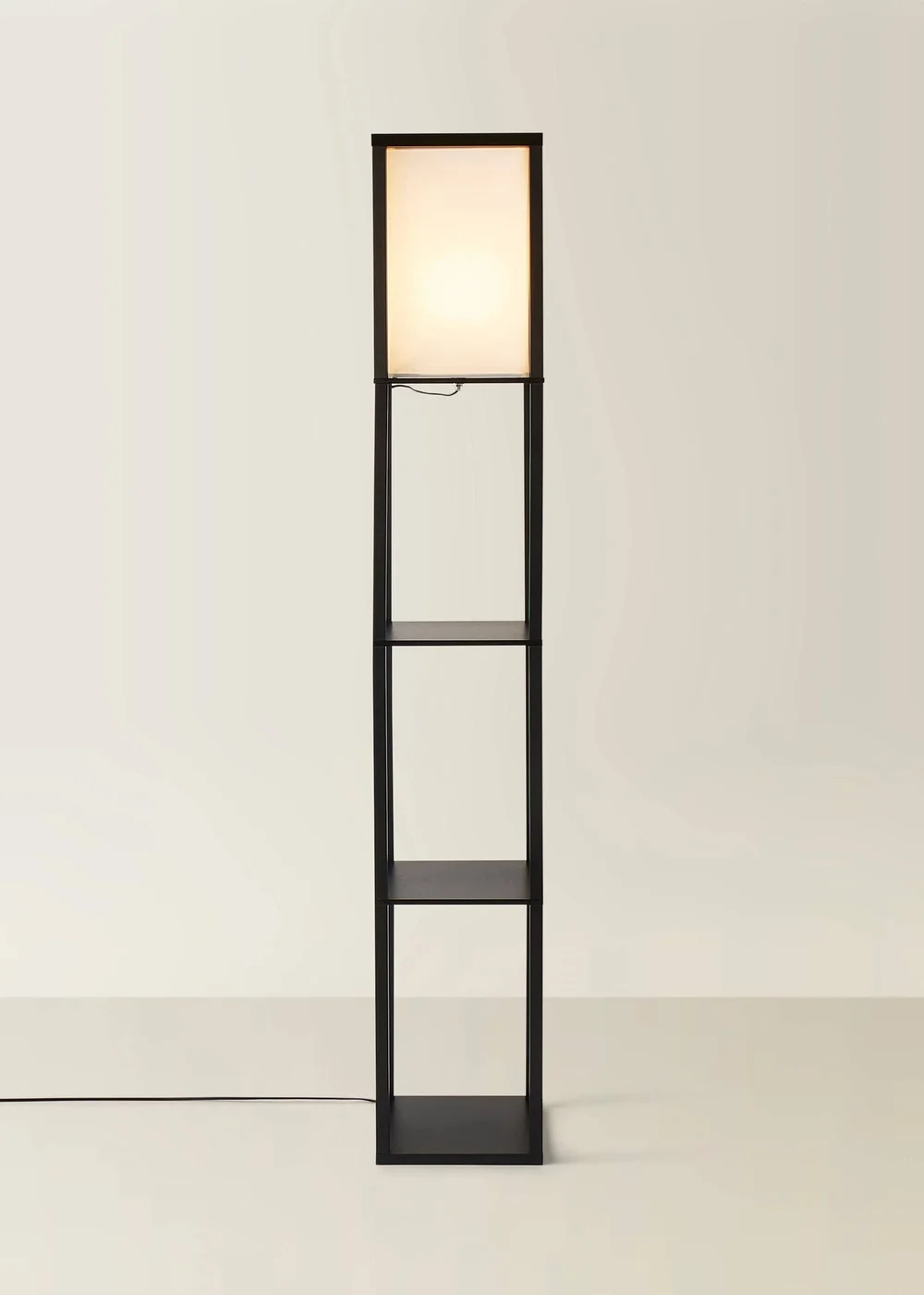 ValueLights Struttura Black Wooden Shelves Floor Lamp (159cm x 26cm x 26cm) - One Size Image 3
