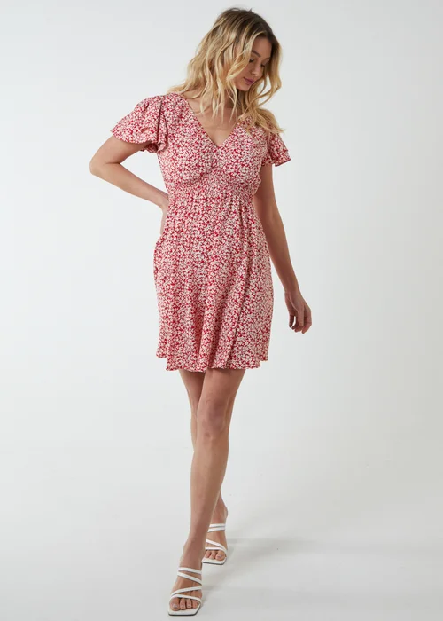 Blue Vanilla Red Double Ruffle Empire Shirred Mini Dress - 10 Image 4