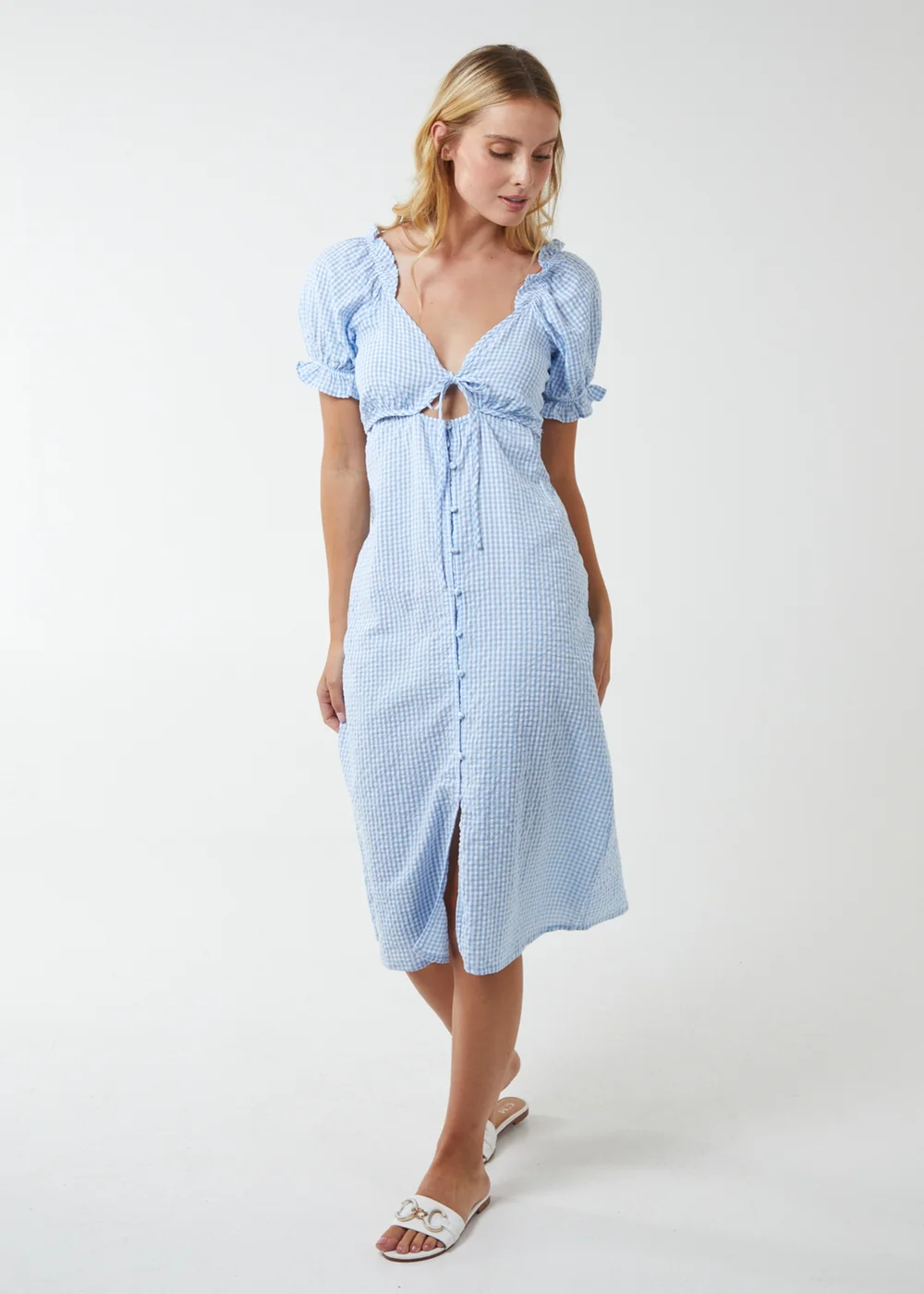 Blue Vanilla Blue Milkmaid Cut Out Midi Dress - 10 | Matalan Blue Vanilla Blue Milkmaid Cut Out Midi Dress - 10 | Matalan