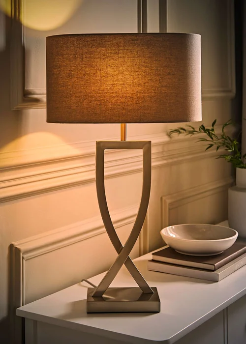 ValueLights Katniss Brushed Chrome Table Lamp (63cm x 36cm x 21.5cm) - One Size Image 2