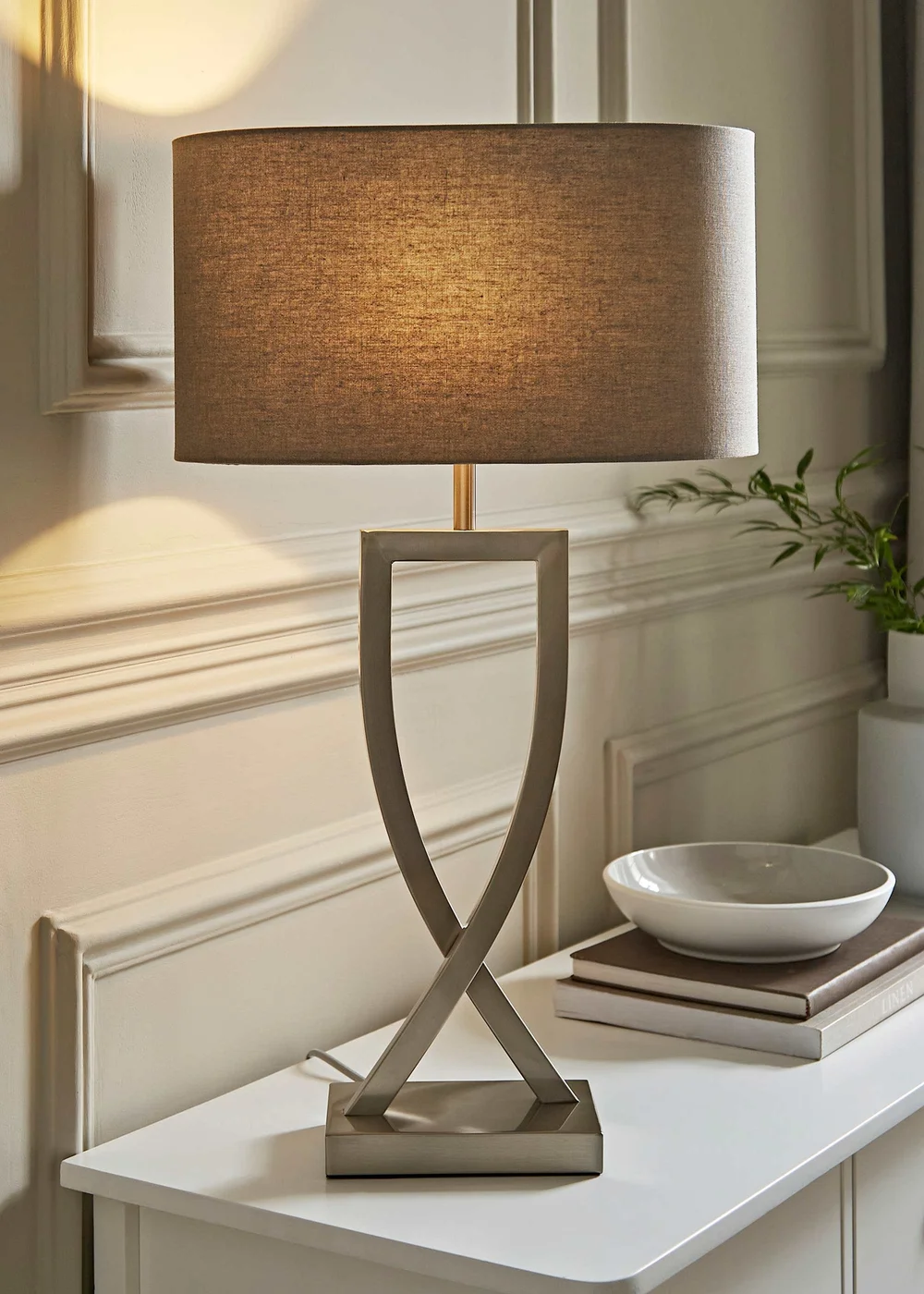 ValueLights Katniss Brushed Chrome Table Lamp (63cm x 36cm x 21.5cm) - One Size Image 1