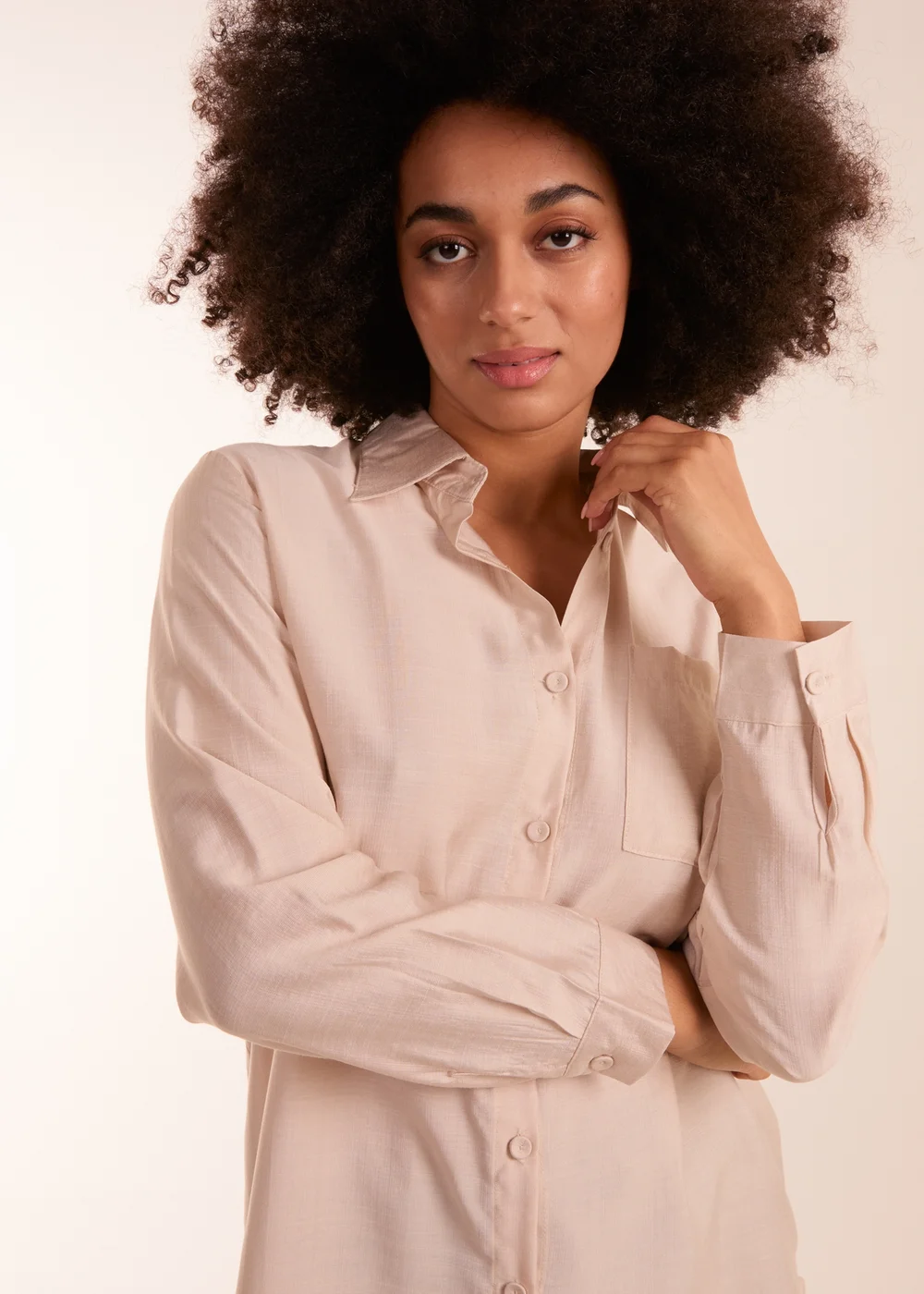 Blue Vanilla Beige Striped Shirt - M Image 3