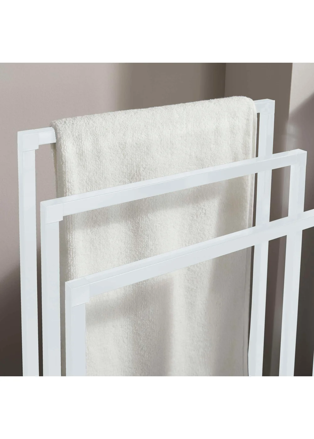 Lloyd Pascal 3-Rail Square Tube Towel Stand with Rectangular Base White - One Size Image 3