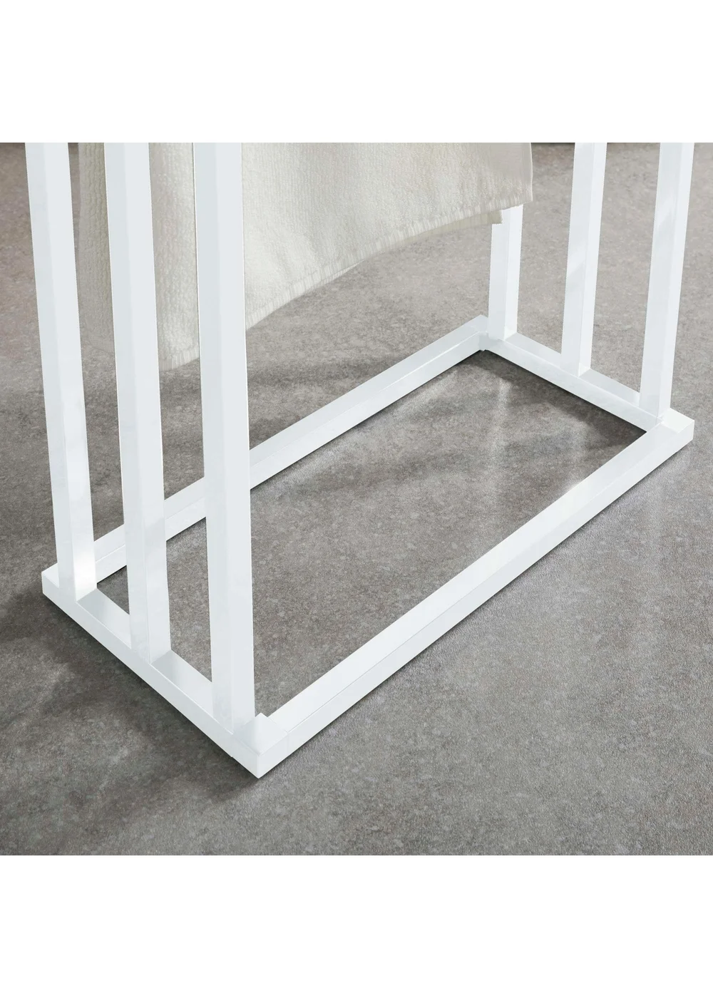 Lloyd Pascal 3-Rail Square Tube Towel Stand with Rectangular Base White - One Size Image 5