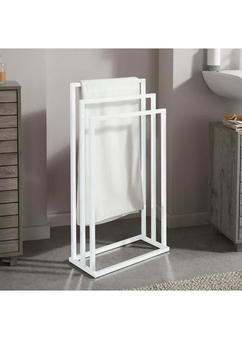 Lloyd Pascal 3-Rail Square Tube Towel Stand with Rectangular Base White - One Size Image 1