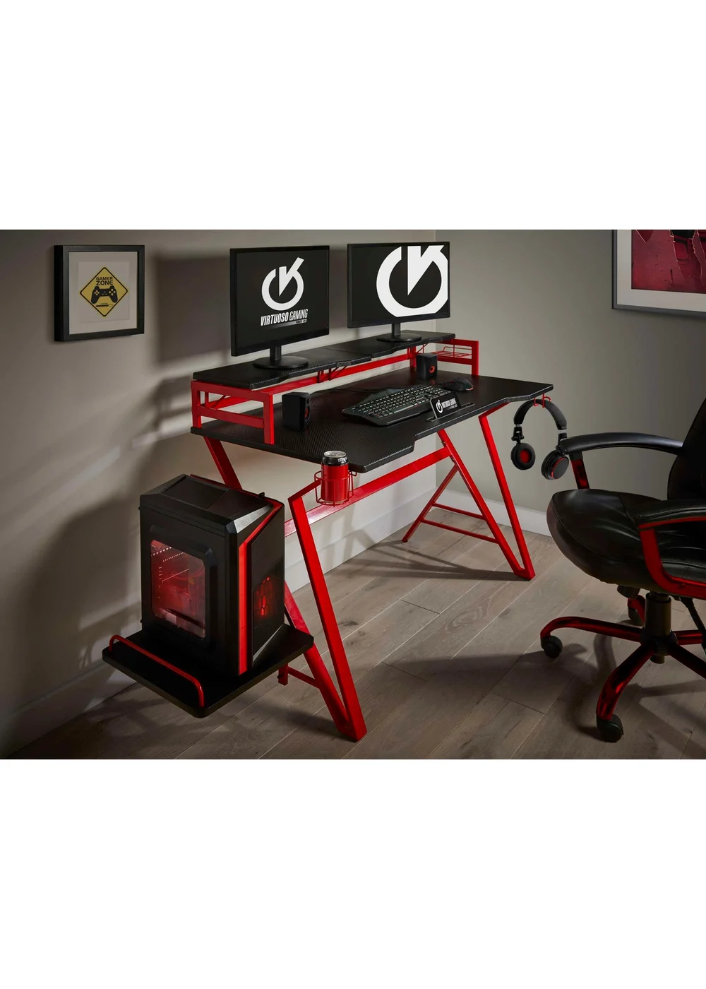 Lloyd Pascal Black/Red Dainton Desk - One Size Image 1