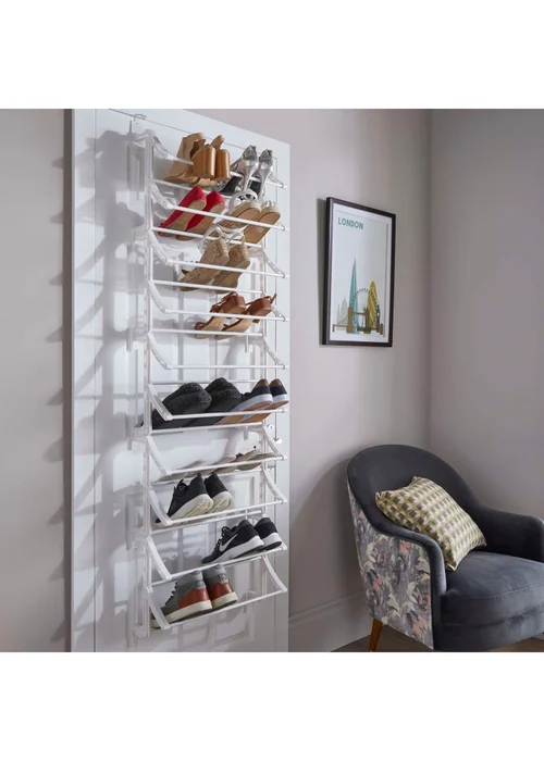 Lloyd Pascal White Over Door Shoe Rack - One Size Image 4