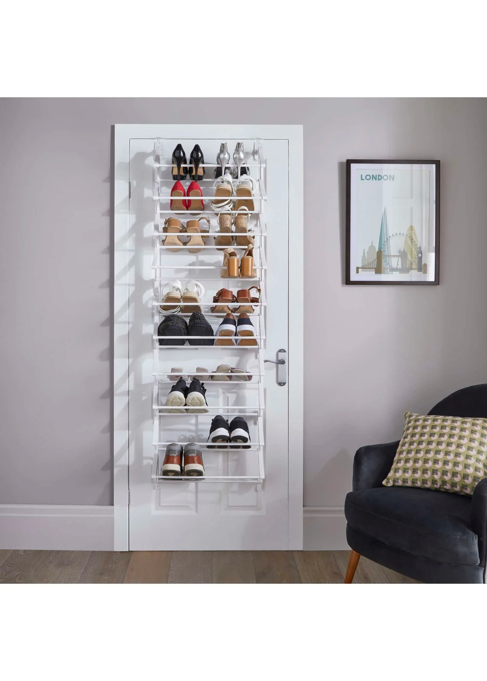 Lloyd Pascal White Over Door Shoe Rack - One Size Image 1