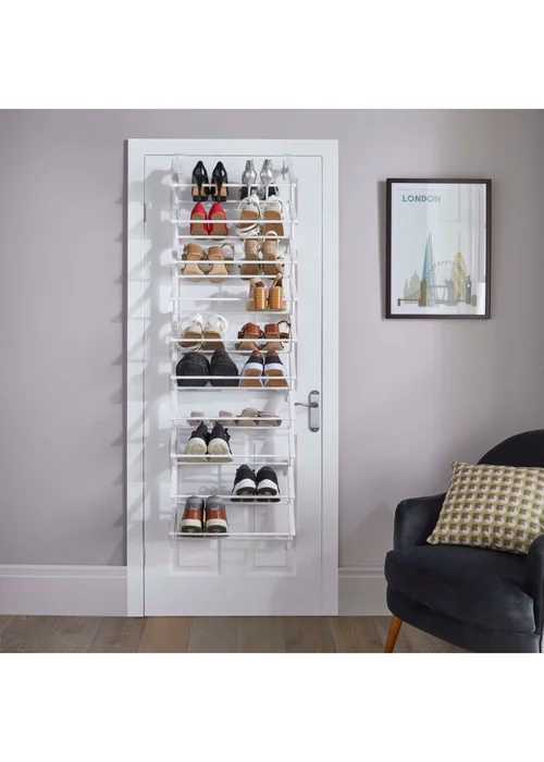 Lloyd Pascal White Over Door Shoe Rack - One Size Image 1