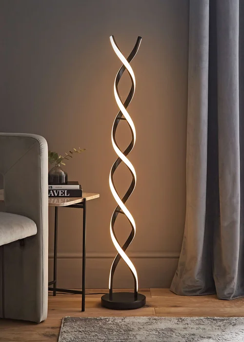 ValueLights Infinity Matt Black Double Twist Integrated LED Floor Lamp (120cm x 20cm x 20cm) - One Size Image 1