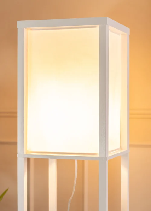 ValueLights Struttura White Wooden Shelves Floor Lamp (159cm x 26cm x 26cm) - One Size Image 3