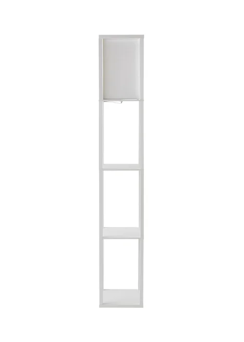 ValueLights Struttura White Wooden Shelves Floor Lamp (159cm x 26cm x 26cm) - One Size Image 6