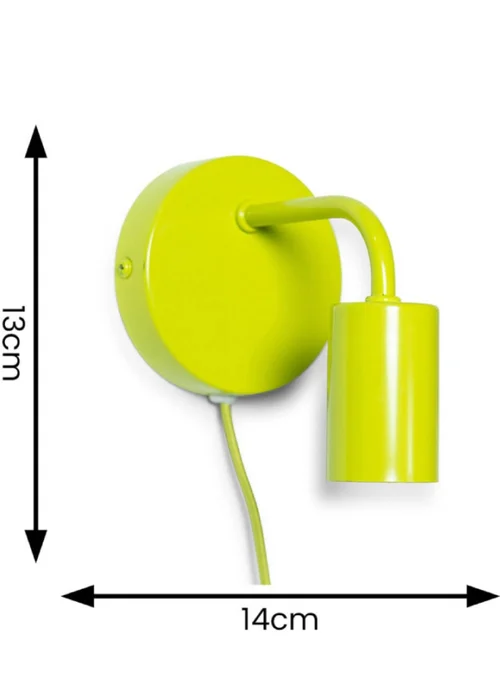 ValueLights Jordy Green Colour Pop Plug In Wall Light (13cm x 14cm x 10cm) - One Size Image 6