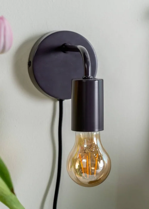 ValueLights Jordy Charcoal Colour Pop Plug In Wall Light (13cm x 14cm x 10cm) - One Size Image 1