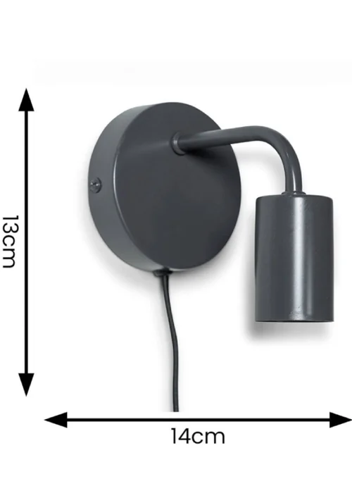 ValueLights Jordy Charcoal Colour Pop Plug In Wall Light (13cm x 14cm x 10cm) - One Size Image 6