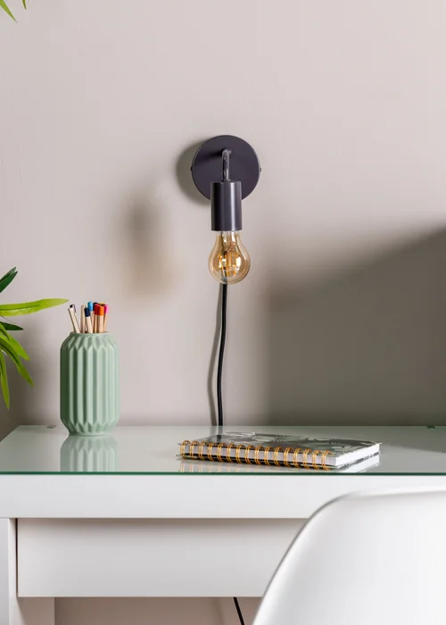 ValueLights Jordy Charcoal Colour Pop Plug In Wall Light (13cm x 14cm x 10cm) - One Size Image 5