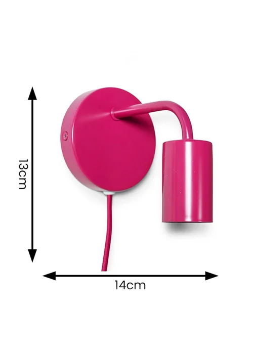 ValueLights Jordy Raspberry Colour Pop Plug In Wall Light (13cm x 14cm x 10cm) - One Size Image 6