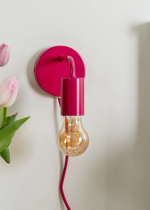 ValueLights Jordy Raspberry Colour Pop Plug In Wall Light (13cm x 14cm x 10cm) - One Size Image 1