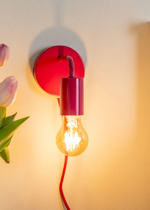 ValueLights Jordy Raspberry Colour Pop Plug In Wall Light (13cm x 14cm x 10cm) - One Size Image 3